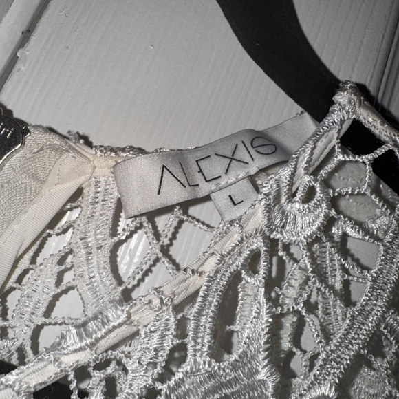 Alexis Floral Lace Maxi Dress‎ Long Sleeve Elegant Evening Gown White L - Picture 14 of 16